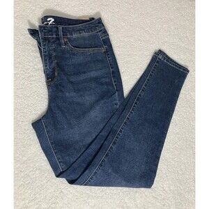 Seven7 Women's Slim Straight Jeans Size 8 Birch Blue Dark Wash Denim Stretch
